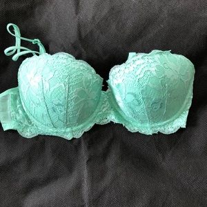 Mint green lace push up bra